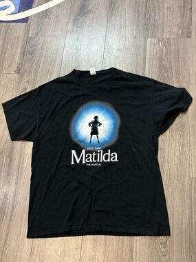 Fruit of the Loom Black Matilda The Musical Graphic Tee with Blue Artwork